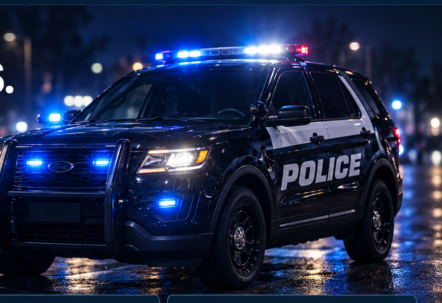 Generic police SUV with blue and white emergency lights